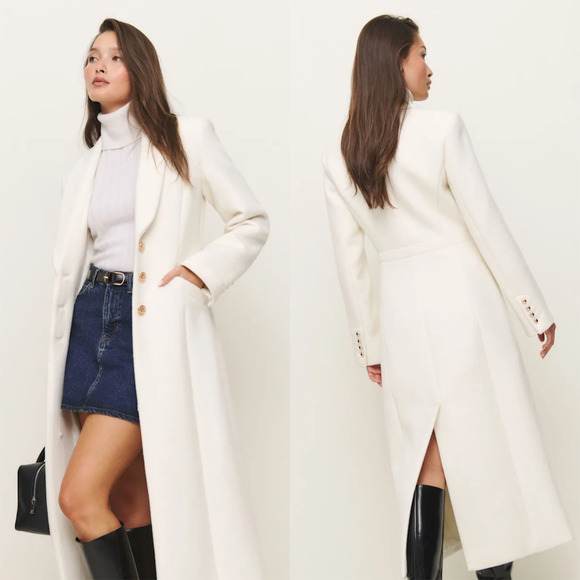 Reformation Eden Nipped Waist Coat White - Picture 1 of 12